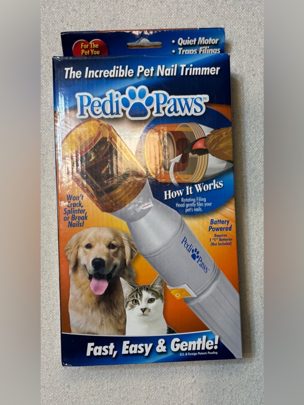 Pedi Paws Pet Nail Trimmer Electric Grinder Dog Cat Grooming Tool NIB